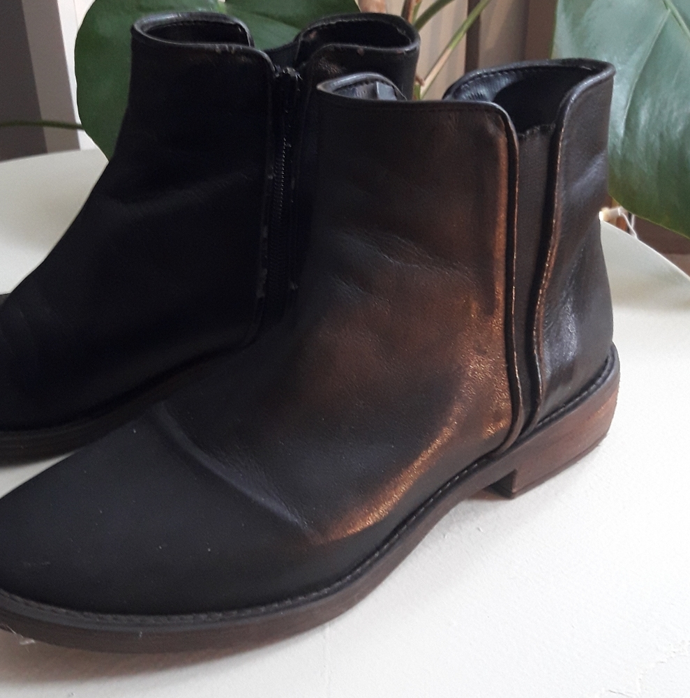 SOLD  Black Leather Zara Boots Made in Spain